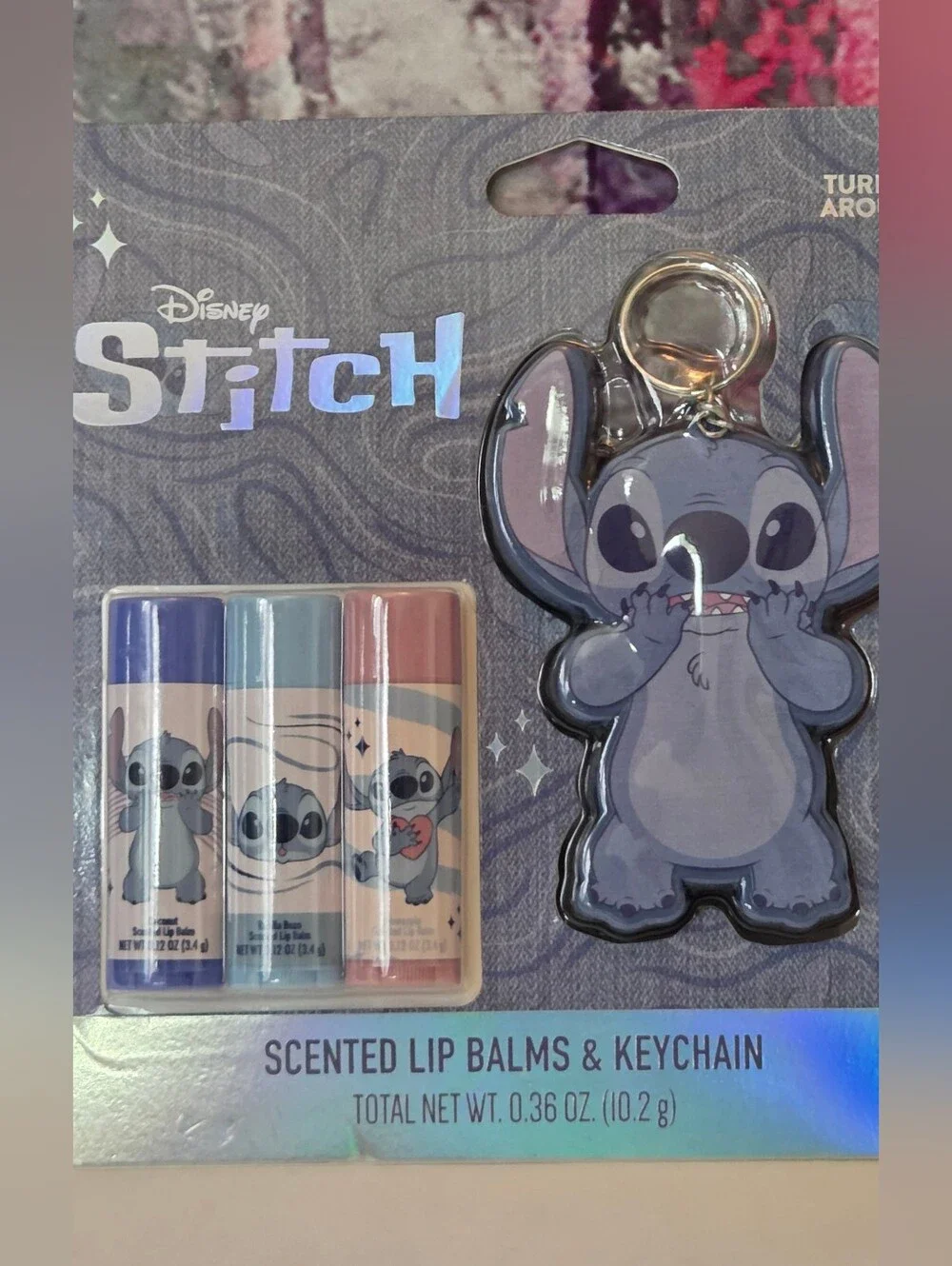 Disney Stitch Scented Lip Balm Trio & Keychain NIP